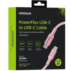 Innostyle Innostyle Powerflex Usb-C Gyors Töltőkábel Iphone Samsung 3A 60W Kevlár 2M Rózsaszínű