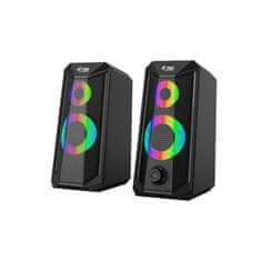 Noname GS-SK202B, 10W RMS, 2.0, RGB világítás, USB, Fekete, Vezetékes hangszóró