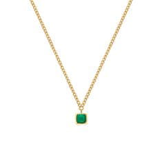 Hot Diamonds Gyengéd aranyozott nyaklánc zöld acháttal és gyémánttal Gemstones DN197
