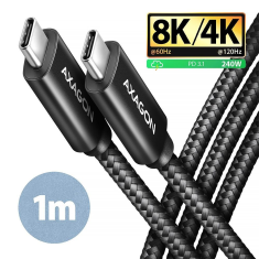 AXAGON NewGEN+ USB-C - USB-C adat- és töltőkábel 1m fekete (BUCM4X-CM10AB) (BUCM4X-CM10AB)