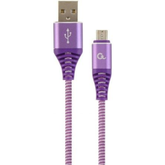 Gembird USB 2.0 A -> USB micro-B M/M adatkábel 2m lila-fehér szövet vorítás (CC-USB2B-AMmBM-2M-PW) (CC-USB2B-AMmBM-2M-PW)