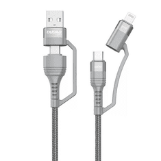 DUDAO 4az1-ben USB-A - 2xUSB-C - Lightning 2.4A töltőkábel 1m szürke (L20xs) (L20xs)
