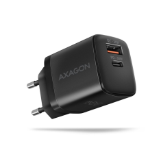 AXAGON PD & QC USB-A, USB-C hálózati töltő 30W fekete (ACU-PQ30) (ACU-PQ30)