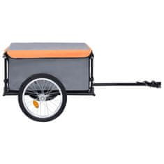 Vidaxl szürke és narancssárga kerékpár-utánfutó 65 kg 92591