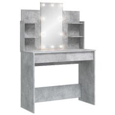 Vidaxl betonszürke fésülködőasztal LED-del 96 x 40 x 142 cm 837895