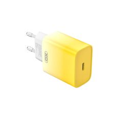 TKG Telefon töltő: XO CE18 - Type-C (USB-C) fehér/sárga hálózati töltőfej, 30W