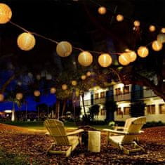 LUMILED Napelemes kerti lámpa LED fénylánc 7,59m GIRLANDA RISA 20x LED dekorlámpákkal 3000K Meleg fehér
