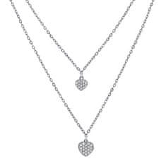 Silvego Dupla ezüst szív nyaklánc medállal Brilliance Zirconia kővel MSS165N