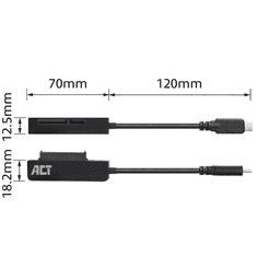 ACT AC1525 USB-C adapter kábel - 2.5" SATA/ SSD tápegység fekete (AC1525)