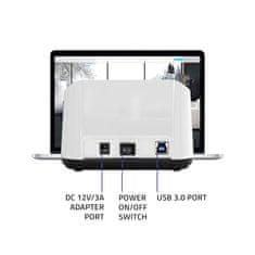 Qoltec HDD dokkolóállomás 2,5" 3,5" SSD-khez | SATA III | USB 3.0 | Super sebesség 5Gb/s | offline klónozási funkcióval