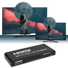 Qoltec Aktív osztó 4 x HDMI 4K x 2K | 6Gbps | 60Hz | Nagy stabilitás