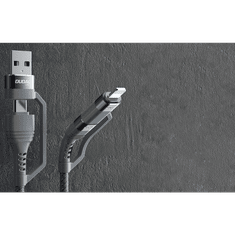 DUDAO 4az1-ben USB-A - 2xUSB-C - Lightning 2.4A töltőkábel 1m szürke (L20xs) (L20xs)