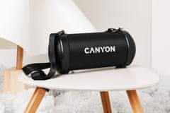 Canyon vezeték nélküli hangszóró, BT V5.0, Jieli AC6925B, FM, 3.5mm AUX, 8.5W 1500mAh akkumulátor, fekete színű