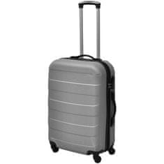 Vidaxl 3 darabos ezüstszínű húzható kemény bőrönd szett 45,5/55/66 cm 91142
