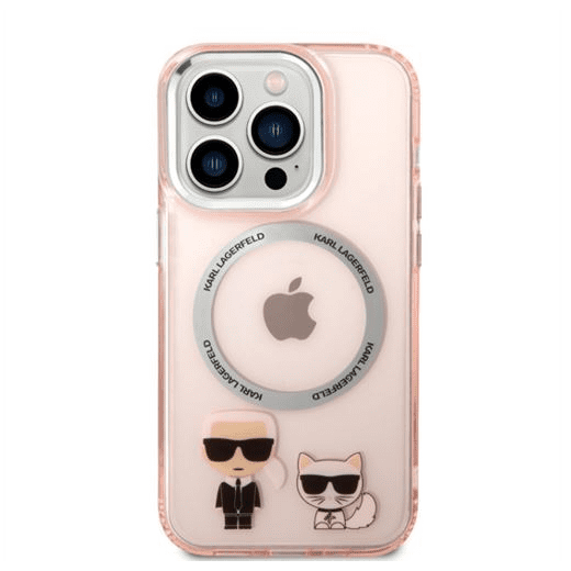 Karl Lagerfeld and Choupette MagSafe Apple iPhone 14 Pro hátlap tok rózsaszín (KLHMP14LHKCP) (KLHMP14LHKCP)