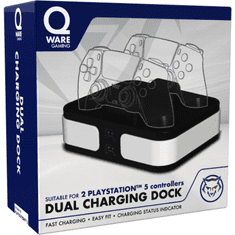 Qware Gaming Charging Dock, PlayStation 5, DualSense, Dual Charging, Fekete-Fehér, Kontroller töltőállomás