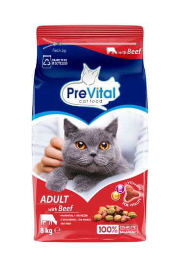 PreVital Adult száraz eledel macskáknak marha, 8 kg