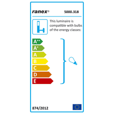 Ranex klasszikus fali lámpa mozgásérzékelővel E27 IP44 Csiszolt Acél (5000.318) (5000.318)