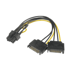 Akasa 2xSATA apa - 6+2pin PCIe anya adapter 15cm (AK-CBPW19-15) (AK-CBPW19-15)