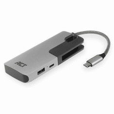 ACT USB-C Hub 3.2 3 portos kártyaolvasóval ezüst (AC7052) (AC7052)
