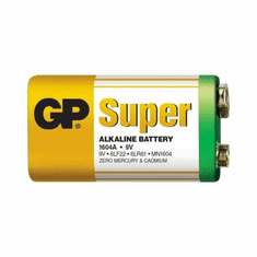 GP Battery (9V) Alkaline SUPER 6LF22, 1604A-S1, (1 battery / shrink) 9V (GP-BA-1604A-S1)