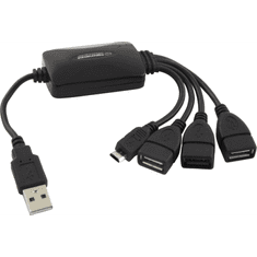 Esperanza EA158 USB 2.0 HUB 4 portos fekete (EA158)
