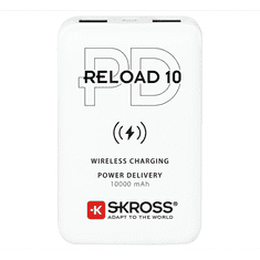 Skross RELOAD 10 QI vésztöltő 2 USB / Type-C aljzat (10000 mAh, 5V / 2400mA, 10W, gyorstöltés támogatás + kábel) FEHÉR (1.400132) (1.400132)