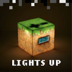 Paladone Minecraft: Grass Block, 4,33", LED világítás, USB, Vezetékes, Digitális ébresztőóra