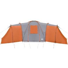 Vidaxl 12 személyes szürke-narancssárga vízálló kupolás családi sátor 94348