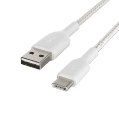 Belkin BOOST CHARGE USB-C - USB-A harisnyázott kábel 2m fehér (CAB002bt2MWH) (CAB002bt2MWH)