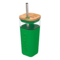 QUOKKA Liquid Cube üveg pohár szilikon felülettel 540 ml, green