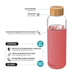 QUOKKA Flow üveg palack 660 ml, pink botanical