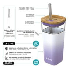 QUOKKA Liquid Cube üveg pohár szilikon felülettel 540 ml, lilac gradient