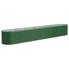 Vidaxl zöld porszórt acél kerti magaságyás 260x40x36 cm 318878