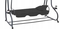 RAMIZ Kerti fekete hintaágy dönthető tetővel és ülőrésszel + díszpárnákkal 210 x 120 x 170 cm
