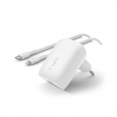 Belkin Boost Chagre PD hálózati gyorstöltő Type-C 30W fehér + lightning kábel (WCA005VF1MWH-B5) (WCA005VF1MWH-B5)