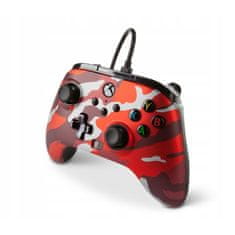 Power A Enhanced Wired, Xbox Series X|S, Xbox One, PC, Metallic Red Camo, Vezetékes kontroller