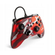 Power A Enhanced Wired, Xbox Series X|S, Xbox One, PC, Metallic Red Camo, Vezetékes kontroller