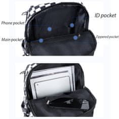 Dollcini Dollcini női hátizsák, vízálló válltáska, többfunkciós női utazó hátizsák, 438206 fekete kockás