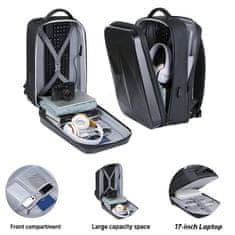 Dollcini Dollcini utazó hátizsák, vízálló hátizsák, férfi hard shell hátizsák 17 hüvelykes számítógépes táska, 438212, Fekete matt
