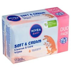 Nivea Baby Soft & Cream Tisztító és ápoló törlőkendők 2 x 57 db
