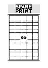 SPARE PRINT PREMIUM Öntapadós címkék fehér, 100 db A4-es lap dobozban (1 ív/65x címke 38x21mm)