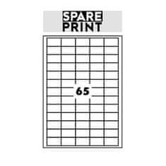 SPARE PRINT PREMIUM Öntapadós címkék fehér, 100 db A4-es lap dobozban (1 ív/65x címke 38x21mm)
