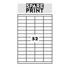 SPARE PRINT PREMIUM Öntapadós címkék fehér, 100 lap A4-es dobozban (1arch/52x címke 52,5x21,2mm)