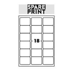 SPARE PRINT PREMIUM Öntapadós címkék fehér, 100 db A4-es lap dobozban (1 lap/18x címke 68x47mm)