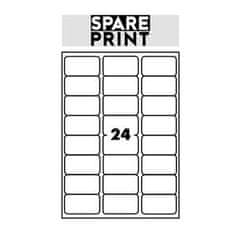 SPARE PRINT PREMIUM Öntapadós címkék fehér, 100 db A4-es lap dobozban (1 ív/24x címke 68x36mm)