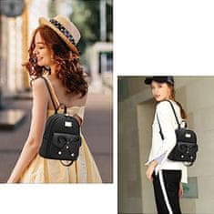Dollcini Dollcini Fashion női hátizsák, divatos válltáska, aranyos bőr hátizsák masnival, mini hátizsák nőknek, 438222, fekete, cappuccino
