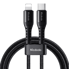 Mcdodo CA-5630 USB Type-C apa - Lightning apa Töltőkábel - Fekete (0.2m) (CA-5630)