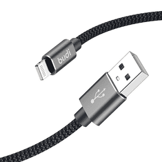 Budi 206T/2M USB-A apa - Lightning apa 2.0 Adat és töltő kábel - Fekete (2m)