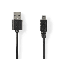 Nedis CCGL60301BK20 USB-A apa - Mini USB 2.0 Adat és töltő kábel - Fekete (2m) (CCGL60301BK20)